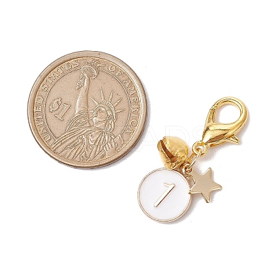 Flat Round with Number 0~9 Alloy Enamel Pendant Decorations HJEW-JM02357-1
