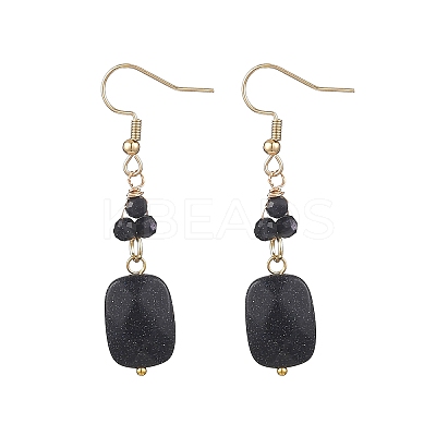 Synthetic Goldstone Rectangle Dangle Earrings EJEW-JE06601-03-1