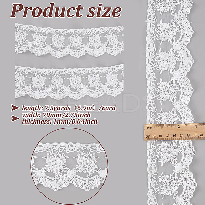7.5 Yards Milk Fiber Embroidery Flower Lace Trim OCOR-GO0001-19-1