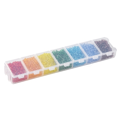 1561Pcs 7 Colors 8/0 Transparent Glass Seed Beads SEED-FS0001-08-1
