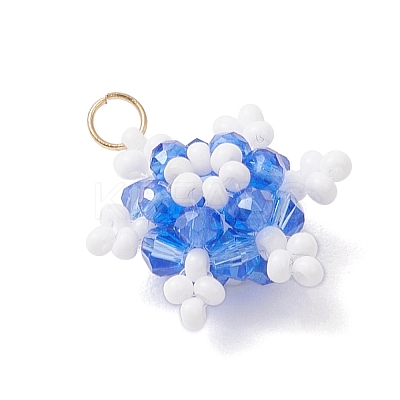 Glass Seed Beaded Snowflake Pendants PALLOY-MZ00815-04-1