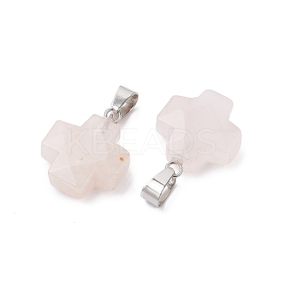 Natural Rose Quartz Pendants X-G-K359-02P-07-1