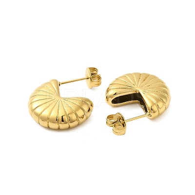 304 Stainless Steel Fan-shaped Stud Earrings for Women EJEW-U020-07G-1