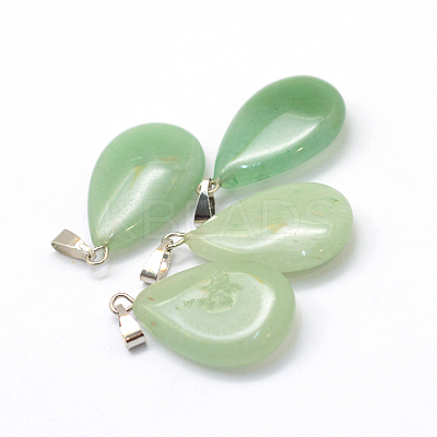 Teardrop Natural Green Aventurine Pendants G-Q368-24-1