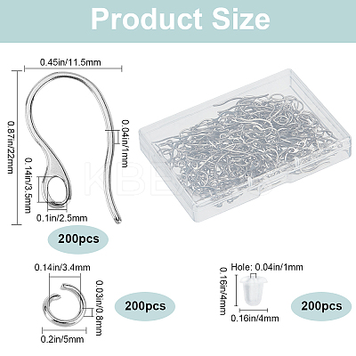 200Pcs 304 Stainless Steel Earring Hooks DIY-SP0001-01-1