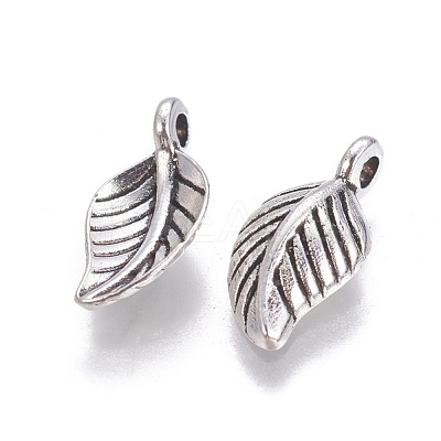 Tibetan Style Alloy Leaf Pendants TIBEP-1011-AS-FF-1