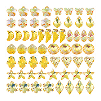 60Pcs 15 Colors UV Plating Glass Pendants GLAA-PH0003-89-1