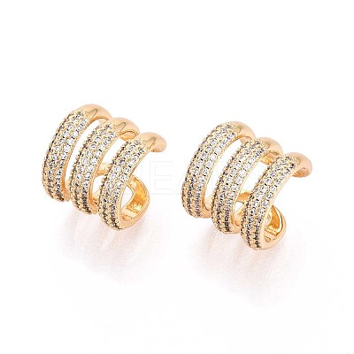 Brass Micro Pave Clear Cubic Zirconia Cuff Earrings EJEW-T047-85G-1