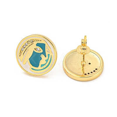 Human Shape Real 18K Gold Plated Brass Stud Earrings EJEW-L269-062G-1