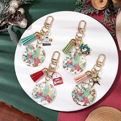 4Pcs 4 Styles Christmas Transparent Epoxy Resin Pendant Decoration KEYC-JKC00936-1