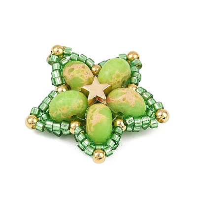Handmade Glass Seed Beaded & Synthetic Dyed Imperial Jasper Beads Pendants PALLOY-MZ00752-1