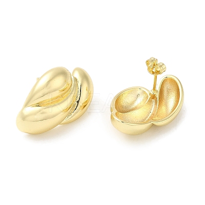 Rack Plating Brass Twist Heart Stud Earrings EJEW-D073-07G-1