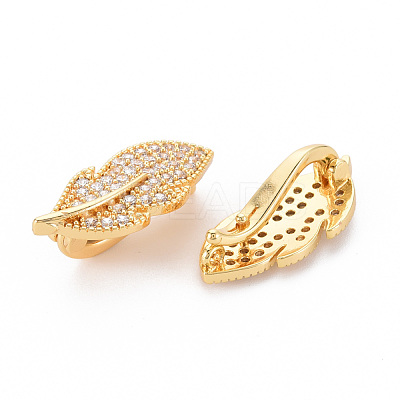 Brass Micro Pave Clear Cubic Zirconia Twister Clasps KK-S354-321-NF-1