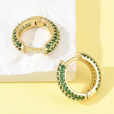 Brass Cubic Zirconia Hoop Earrings EJEW-A156-05G-02-1