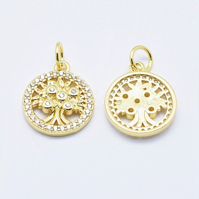 Brass Micro Pave Clear Cubic Zirconia Charms ZIRC-J040-10G-NR-1