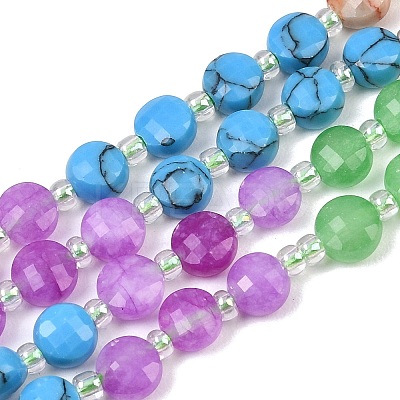 Dyed Natural White Jade & Synthetic Turquoise & Shoushan Stone & Red Netstone Beads Strands G-Z135-B07-1