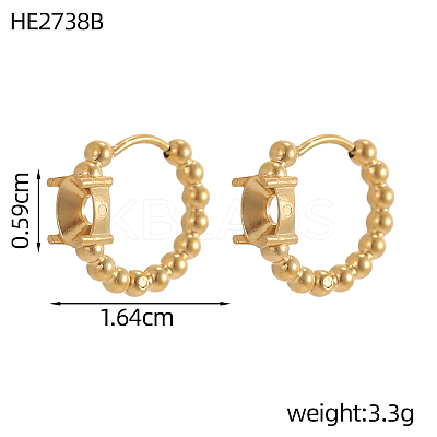 304 Stainless Steel Beaded Hoop Earring Settings STAS-OY011-98G-1
