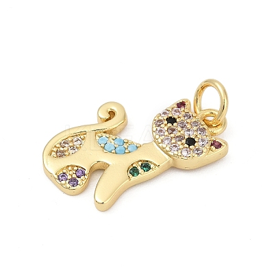 Brass Pave Cubic Zirconia Pendants KK-U062-57G-1