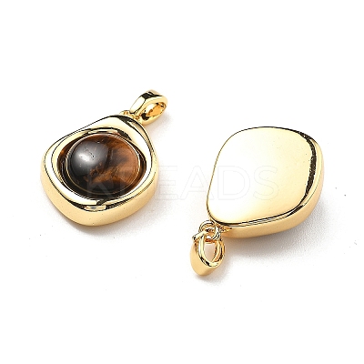 Natural Tiger Eye Pendants KK-B129-01G-1
