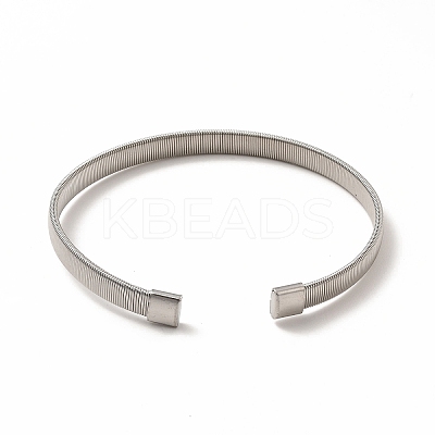 Non-Tarnish 304 Stainless Steel Flat Snake Chains Shape Open Cuff Bangle for Women BJEW-C033-03P-1
