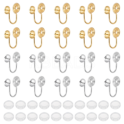 20Pcs 2 Colors Brass Clip-on Earring Converters Findings KK-BC0014-96A-1
