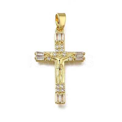 Brass Micro Pave Clear Cubic Zirconia Pendants ZIRC-I070-058G-1