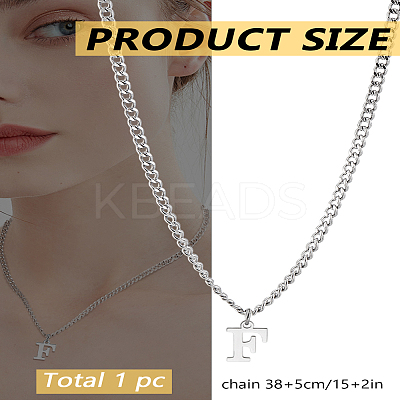1Pc 304 Stainless Steel Letter Pendant Necklaces NJEW-LP0001-33F-P-1