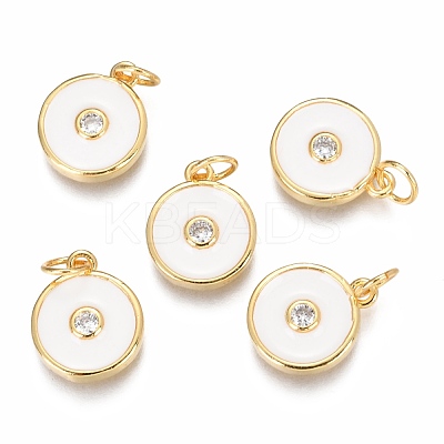 Brass Micro Pave Clear Cubic Zirconia Charms ZIRC-B002-32G-C-1