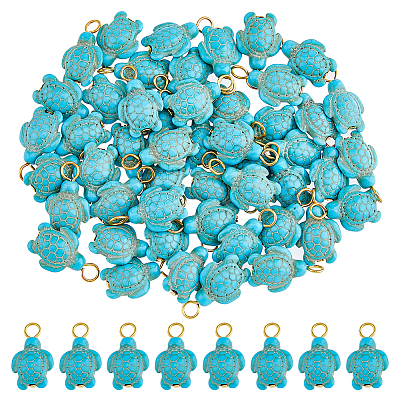50Pcs Dyed Synthetic Turquoise Pendants PALLOY-AB00113-1