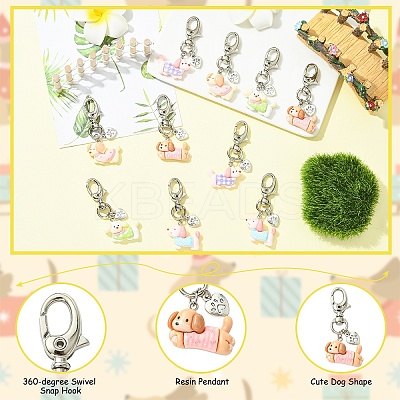 10Pcs Dog Resin Pendant Decorations HJEW-YW00306-1