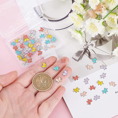60Pcs 5 Colors 304 Stainless Steel Enamel Links Connectors STAS-PH0001-38-1