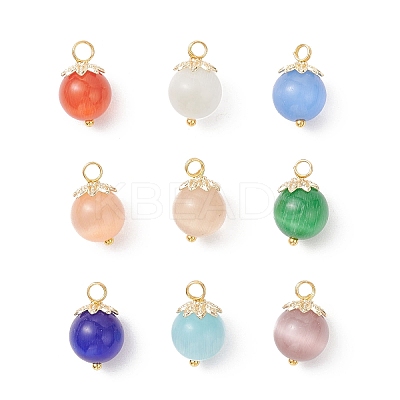 Cat Eye with Brass Pendants PALLOY-JF04270-1