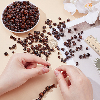 600Pcs 6 Styles Dyed Natural Wood Beads WOOD-WR0001-19-1