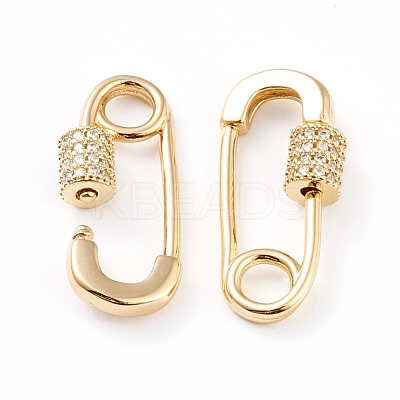 Brass Micro Pave Clear Cubic Zirconia Screw Carabiner Lock Charms ZIRC-L093-51G-1