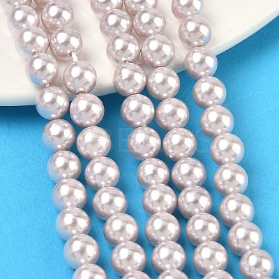 Electroplated Shell Pearl Beads Strands BSHE-G041-6mm-06-1