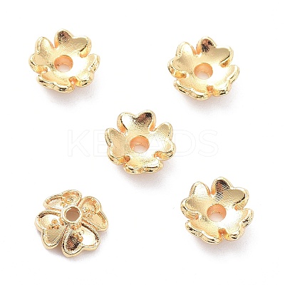 Brass 4-Petal Bead Caps X-KK-K086-22LG-1