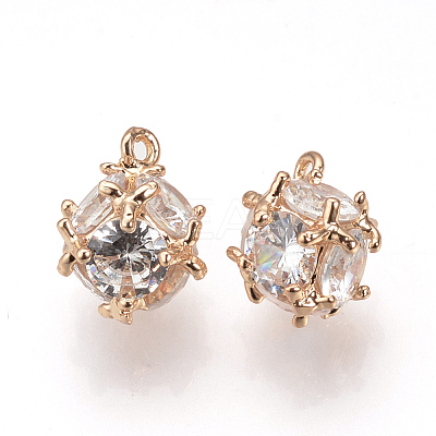 Brass Cubic Zirconia Charms ZIRC-T003-20KC-1