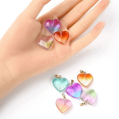 10Pcs 5 Colors Two Tone Transparent Glass Pendants GLAA-YW0001-97-1