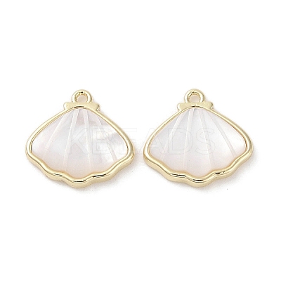 Brass Pave Shell Charms LS-KK-G491-41G-1