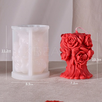 3D Rose Bouquet Pillar Scented Candle Food Grade Silicone Molds PW-WG30260-02-1