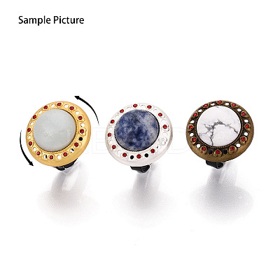 Adjustable Alloy & Iron & Rhinestone Bezel Cup Ring Base with Rotatable Tray MAK-T012-10G-1