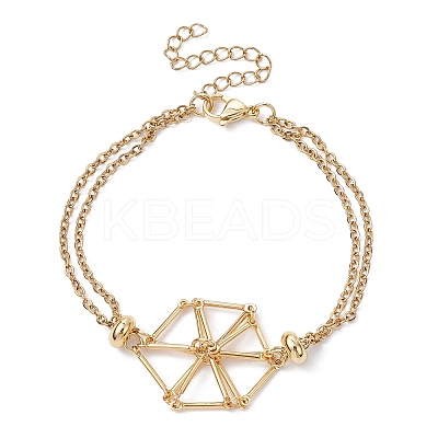 Brass Braided Macrame Pouch Empty Stone Holder Bracelet Making BJEW-JB09833-01-1