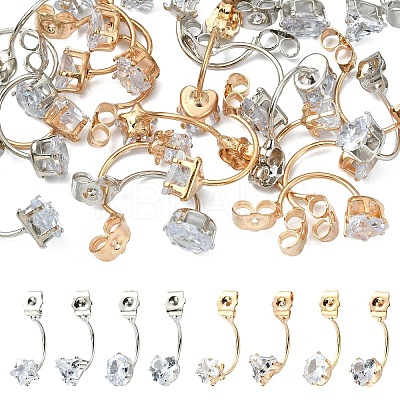 16Pcs 4 Styles Alloy Clear Cubic Zirconia Earring Nuts FIND-YW0012-06A-1