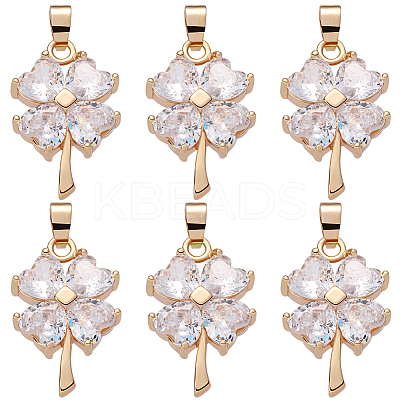 8Pcs Brass Cubic Zirconia Pendants KK-BBC0008-36-1