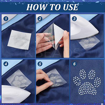 Paw Print Hotfix Glass Rhinestone DIY-WH0453-71B-01-1
