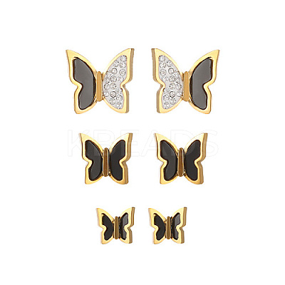 3 Pairs 3 Style 304 Stainless Steel Ear Studs QZ7453-3-1