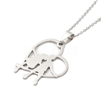 Non-Tarnish 201 Stainless Steel Cable Chain Heart with Couple Pendant Necklaces for Women LS-NJEW-U005-01P-1