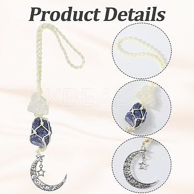 Nuggets Natural Quartz Crystal & Lapis Lazuli Pouch Pendant Decorations HJEW-WH20002-03E-1