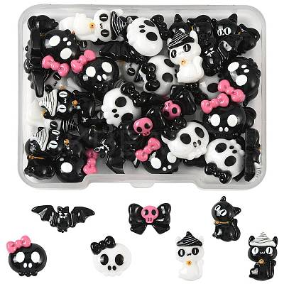 42Pcs 7 Styles Halloween Opaque Resin Cabochons CRES-FS0001-31-1