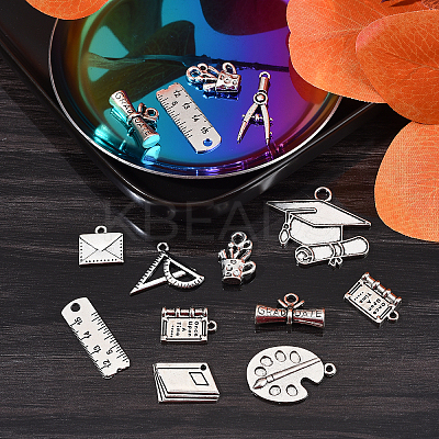 100pcs 10 Style Tibetan Style Alloy Pendants for Teachers' Day TIBEP-CJ0001-28-1